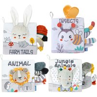 Soft Baby Books 3D Touch Feel High Contrast Cloth Book Early Learning Montessori Sensory Stroller Toys for Infant Toddler Gifts