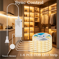 Touch Sensor COB LED Strip Light Embedded Walnut Acoustic Wall Panel Lamp Under Cabinet Display Case Decorative Lighting 1-6pcs