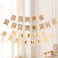 Happy Birthday Flags Decoration Kraft Paper Banner Party Bunting Garland Set Boy Girl Baby Shower Decoration Supplies
