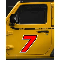 New Design Paper Applique Black (red Outline) Square Font Scratch Decorative Number Racing Number Sticker Car Motorcycle 15cm