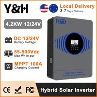 Y&H 2.3KW 4.2KW Hybrid Solar Inverter 12V 24V Battery AC230V Off Grid Inverter with MPPT 100A Solar Charger Max PV 4KW RS485 BMS