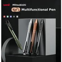 Uni 4&1 Multi Pen, Japan Jetstream Metal Edition - 0.5mm 4 Colors Ink Ballpoint Pen and Mechanical Pencil, School Office Gadgets