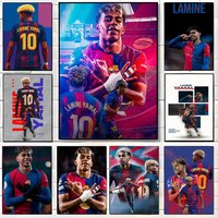 Fußball-Poster L-Lamine Y-YaS Poster Wandkunstdruck Geeignet für Wohnzimmer Schlafzimmer Bar Salon Heimdekoration Geschenk