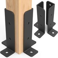 Heavy-Duty Metal Post Support Brackets 2Pcs, Adjustable Design for Wood Fence & Deck Installation