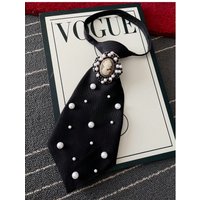 Original Niche Design 1 Piece Beauty Avatar Casual Casual Tie Artificial Pearl Women's Bow Tie Brooch Style Detachable and Adjustable Can Be Matchinged with Shirt Suitable for Party Travel Holiday