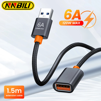 NNBILI 6A USB 3.0/2.0 USB Extension Cable for Smart Laptop PC TV Xbox One SSD USB Extension Cable Cord Mini Fast Speed Cable