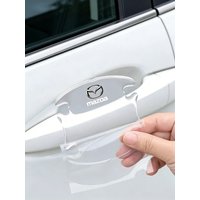 4Pcs Car Door Handle Bowl Protector + Door Edge Anti-Collision Strip for Mazda3, CX-5, CX-30
