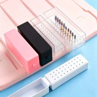 1pc Portable 30-hole Nail Drill Bit Storage Box, Multi-style Manicure Cutter Holder & Tool Display Stand with Dust-proof Base