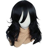 Cosplay Wig Long Wavy Bangs Synthetic Hair Black Wigs For Women Men Dress Up Wig For Anime Cartoon