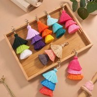 Fashion Hand-Made Three-Tier Colored Tassel Pendant Ethnic Bag Accessories Pendant Tassel Key Chain Pendant