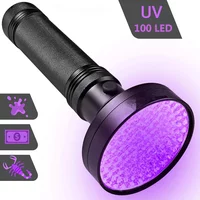 UV Flashlight 100 LED UV Light 395nm UV Flashlights Ultraviolet Torch Black Light Detector for Dry Pets Urine Stains Bug