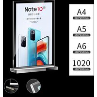Transparent Acrylic Panel Menu Display Stand A4 A5 A6 Vertical Sponge Table Card Sign Holder Album Postcard Desktop Ornament 2Pc
