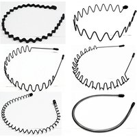 Black Metal Wavy Headband Men Women's Hair Band Head Hoops Bands Headwear Sport Headbands Hairband Bangs Holder Hair Accessories