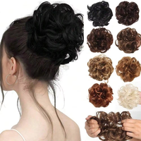 Synthetic Messy Updo Chignon Premium Big Curly Elastic Hair Scrunchies Hairpieces Donut Updo Blonde Brown Hair Pieces For Women
