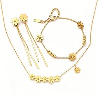 EILIECK 316L Stainless Steel Floral Flower Necklace Bracelets Earrings Set For Women Daily Trendy Waterproof Jewelry Gift