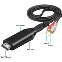HDMI-Compatible ARC Audio Extractor ARC to 3.5mm Jack RCA L/R Audio Adapter for HDTV Soundbar Amplifier Headphone