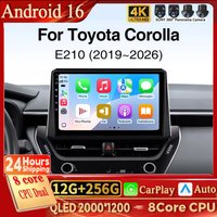 For Toyota Corolla 2019-2026 E210 Android 16 Carplay Car Radio Multimedia Video Player Navigation GPS Head Unit WIFI RDS 4G BT