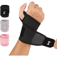2pcs Adjustable Wrist Strap Sports Wrist Support Brace Black Weightlifting Wristband For Men & Women Badminton Tennis Gym