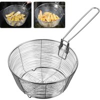 304 Stainless Steel Frying Strainer Basket French Chip Filter Strainer Deep Fry Basket Handle Round Fryer Food Strainer Kitchen