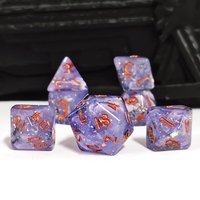 Glittery Purple Swirl with Obsidian Flakes Resin Dice Set Board Games DND RPG MTG Role-playing Dice Set 7Pcs/set Digital Dice