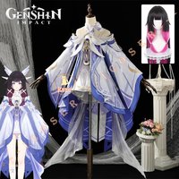 Genshin Impact Columbina Cosplay Costume Wig The Damselette Dress Uniform Eleven Fatui Harbingers Halloween Party for Women Girl