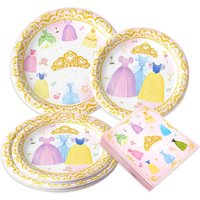 Princess Birthday Party Decorations Princess Party Tableware Plates Napkins for Girls Birthday Supplies Serve 10