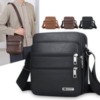 Men's PU Leather Shoulder Bag Large Capacity Casual Business Crossbody Bag Messenger Bag Gift