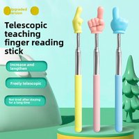 Stainless Steel Retractable Finger Pointer Teacher Teaching Stick for Kids Reading Blackboard Instruction