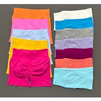 HISTELLO Df Solid Sports Shorts Women Seamless Yoga Gym Leggings Low Ribbed Band Scrunch Fitness Tights Running Sports Shorts