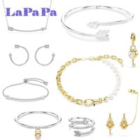 Original Fine Jewelry Set High-Quality Stainless Steel Geometric Necklace Earrings Bracelet Ring Women's Engagement Accessories
