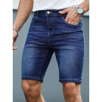 Men's Slim Straight Fit Washed Denim Shorts, Summer Stretch 5-Inch Shorts, Business Casual Versatile Pants
