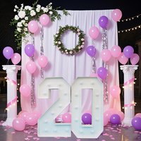 1Pc 91cm/36inch Light Up Digital Marquee Frame White Lights KT Board Number 0-9 Plug-in KT Board With Bracket Party Decorative