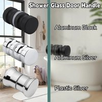 Stylish Silver Black Shower Glass Door Handle Double Sided Pull Hardware Sliding Doors Knob Replacement for Glass Doors& Cabinet