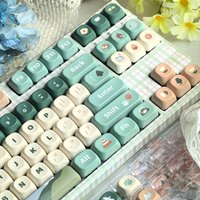 128key Green Cute Keycap MOA Height PBT For Mechanical Keyboard DIY Gift Journey Theme Mountain Element Pink Blue White Keycap