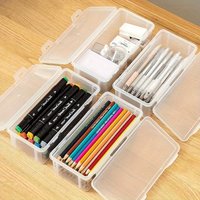 1/4pcs Large Clear Plastic Storage Boxes with Hinged Lids Ideal for Jewellery Ornaments Home Supplies and Office Organization