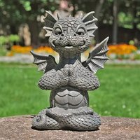 Meditating Winged Dragon Resin Statue Funny Yoga Dinosaur Figurine Outdoor Lawn Patio Ornament Creative Garden Yard Decor Craft