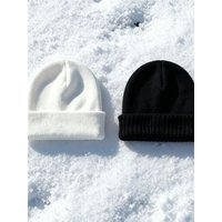 AliExpress 2 solid color winter warm knitted hats, made of soft fabric, suitable for outdoor sports, cycling, hiking, camping, and more.