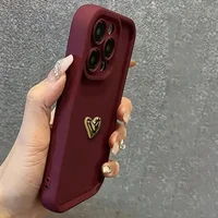Cute Luxury 3D Golden Heart Soft Protective Phone Case For iPhone 17 16 15 14 13 12 11 Pro Max XS X XR 7 8 Plus 16E 17 Air Cover
