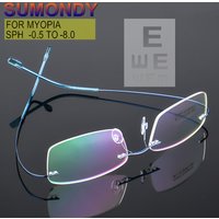 Framless Myopia Glasses -0.5 to -8.0 Women Men Anti Blue Light Or Photochromic Rimless Eyeglasses Prescription Custom UF169