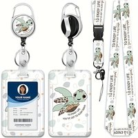 Lanyard with ID Holder Clip,Retractable Keychain Badge Reel Heavy Duty, Teacher Nurse Work Office Gifts (Sea Turtles)