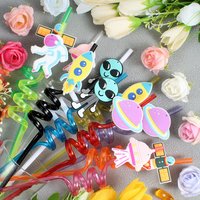 12-pack of space-themed straws, reusable, perfect for party favors, birthday parties, and wedding decorations,