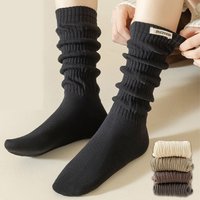Women'S High Slouch Socks Knitted Stacked Socks Fashion High Quality Solid Middle Tube Sock Breathable Comfortable Casual Sox