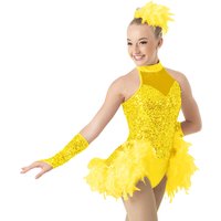 Feather Hem Dance Dress for Girl Women Sequins Ballroom Stage Costume Competition Performance Dynamic Dance Apparel Jazz Wear