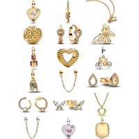 Spring 2026 New 925 Silver Gold Cicada Butterfly Bike Pendant Bead Charm Fit Original Bracelet DIY Jewelry Gift Safety Chain