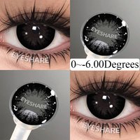 EYESHARE 0~-6.00 Myopia Black Colored Contact Lenses with Prescription Brown Lenses with Degree Pupils Lens Fashion Yearly