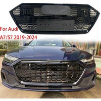 For Audi A7 S7 Modified RS7 Cover Plate Racing Grills 2019 2020 2021 2022 2023 2024 Honeycomb Hood Acc Front Bumper Mesh Grill