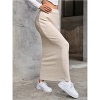 Autumn New Office Ladies Long Ribbed Skirt Women Casual Elastic Waist Slim Fit Knitting Skirt Elegant Bodycon Vestidos Female