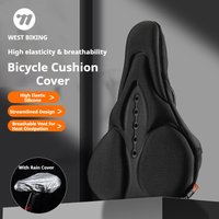 WEST BIKING Bicycle Saddle Cover Soft Silicone Sponge Bike Seat Cushion Breathable Bike Saddle Cushion Cover for MTB Road Bike