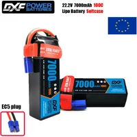 DXF 6S Lipo Battery 22.2V 7000mAh 100C with EC5 Plug SoftCase For 1/8 Buggy Truggy Offroad Car Boat Truck Airplane UAV RACING