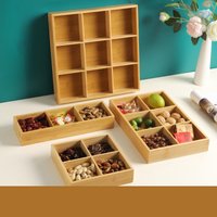 Tray 1PC bamboo nine compartments Dinner plate Snack plate Side dish plate Bread compartment plate Platter Soap box Drain basket